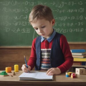 Niño aprendiendo matemáticas